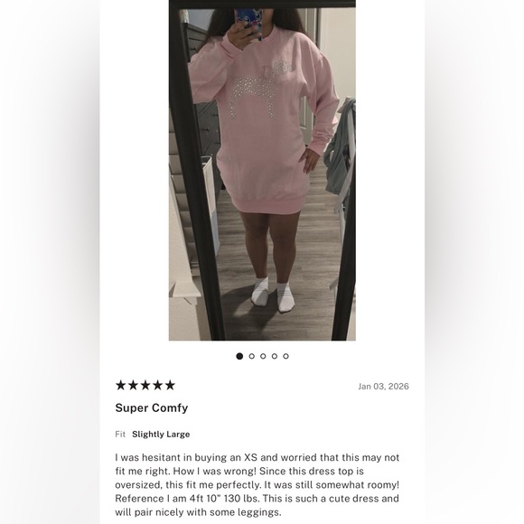 PINK x LoveShackFancy Pink Crewneck Sweatshirt Dress dog crystals shine - Picture 16 of 16